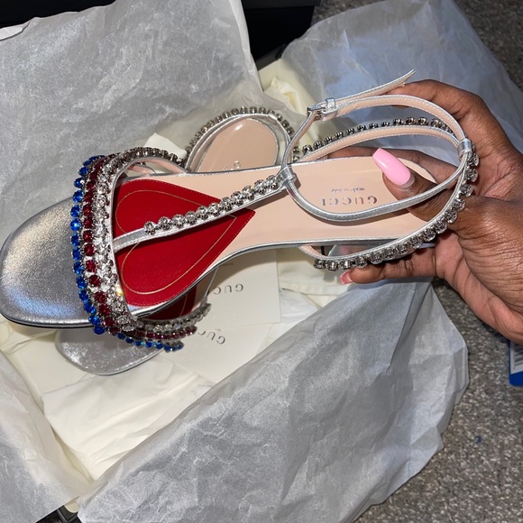 Gucci Crystal Leather Sandals - Picture 2 of 5